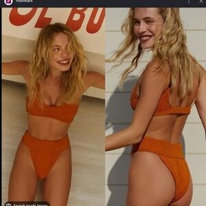 Free people free-est Farrah Dylan bikini set in honey ginger top L, bottom M